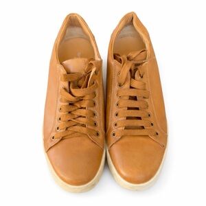 Frank Daniel Italian Made Tan Leather Sneakers White Sole